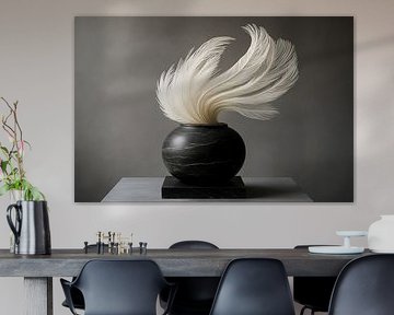 Vase rond avec plumes douces sur Art & Soul Creations