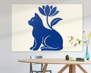 Sleek cat with lotus by Imperial Art House
