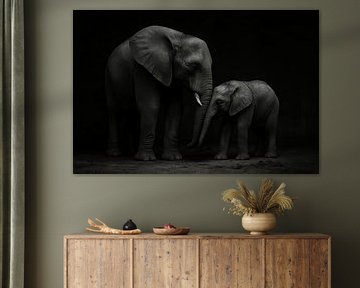 Elefant mit Kalb in Stille von Imperial Art House
