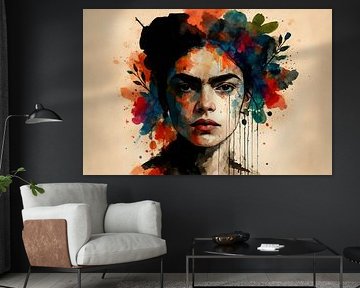 Modernes Porträt mit Farbspritzern von Imperial Art House