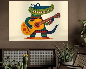 Verspieltes Krokodil spielt Gitarre von Imperial Art House