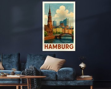 Elbphilharmonie and church tower in the city skyline by Sabine Wagner