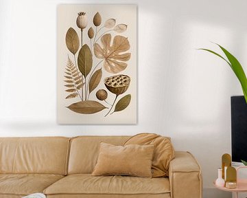 Dried flower aesthetics on soft cashmere beige