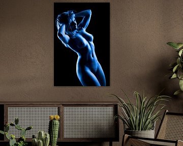Vrouwelijk naakt in blauw van Jörg B. Schubert