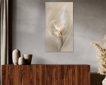 blanc et or - fleurs et plumes sur Gelissen Artworks