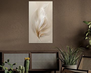 blanc et or - fleurs et plumes sur Gelissen Artworks