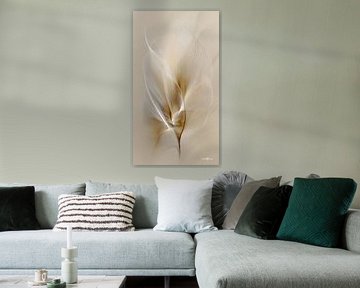 blanc et or - fleurs et plumes sur Gelissen Artworks