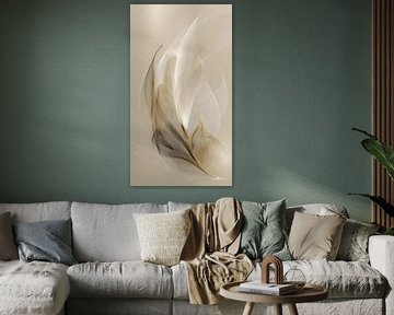 blanc et or - fleurs et plumes sur Gelissen Artworks