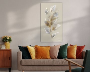 wit en goud - bloemen en veren van Gelissen Artworks