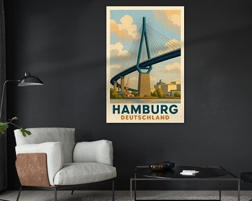 Köhlbrandbrug over de Elbe van Sabine Wagner