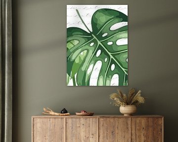 Plantblad op wit met tekst als drieluik 2 van 3 van AidasignArt