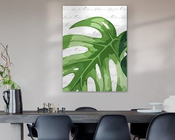 Plantblad op wit met tekst als drieluik 1 van 3 van AidasignArt