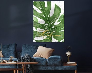 Monstera sur fond blanc avec Deliciosa en triptyque 2 sur 3