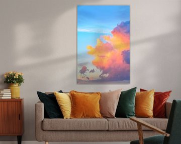 Nuages colorés dans le ciel au-dessus de la Provence au coucher du soleil sur Sjoerd van der Wal Photographie