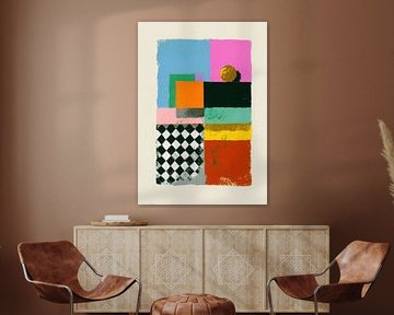 Geometrische Abstraktion mit Schachbrettmuster von Niklas Maximilian