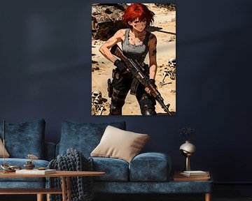 ANIME Crimson Battlefield Survivor - Post-Apocalyptic Military Girl Desert Combat