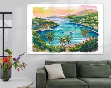 English Harbour, Antigua Painting featuring tropical coastline and historic marina