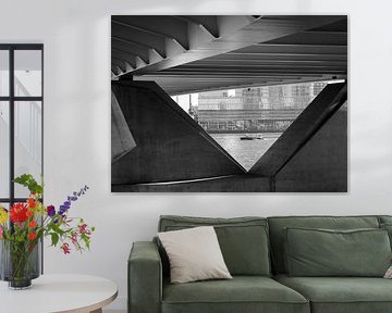 Rotterdam (doorkijk Erasmusbrug met watertaxi)