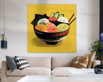 Kawaii Sushi in einer Schüssel