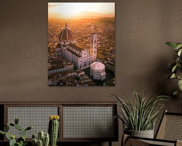 Florenz Dom bei Sonnenuntergang aus der Luft von Ewold Kooistra