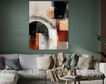 Abstrait moderne dans des tons ocres avec une touche dorée sur Japandi Art Studio