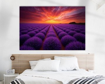 Perspective sur des rangées de lavande violette sur Art & Soul Creations