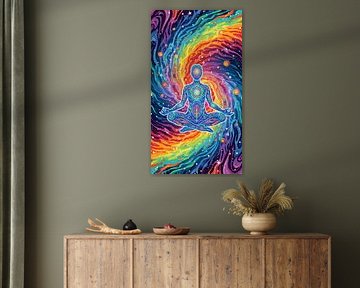 Psychedelische Meditation im kosmischen Regenbogenuniversum von Clay Artista