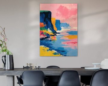 Blauwe kliffen in de roze avondrood van Niklas Maximilian