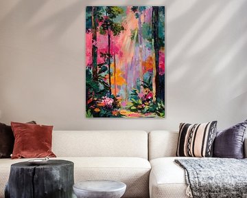 Glowing forest in pink and orange by Niklas Maximilian