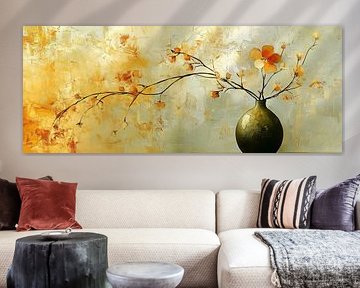Flower Vase | Golden Branch by Eye catching paintings
