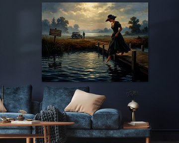 Schemerige reflecties aan het water