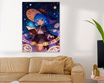 ANIME Petite sorcière céleste - Cercles magiques stellaires Sorcière aux cheveux bleus sur Minggu Galeri