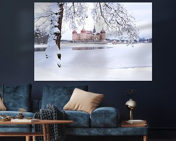 Das historische Schloß Moritzburg in Sachsen - Deutschland im Winter bei Schnee von Jörg B. Schubert