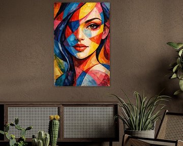 Farbenfrohes abstraktes Frauenporträt von Dodik Hariyono