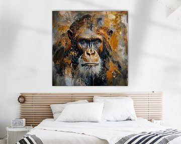 een aap op een betonnen muur