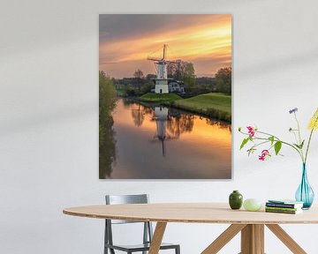 Le moulin De Vlinder à Deil au coucher du soleil sur Ewold Kooistra