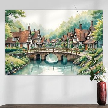 Illustratie van het kanaaldorp Giethoorn