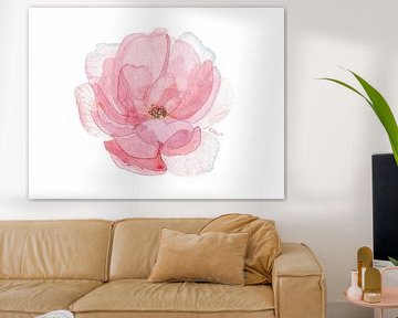 Blush Pink Peony – Handgemalte minimalistische Aquarell-Blumenillustration von Chrz - AquaPixelFusion