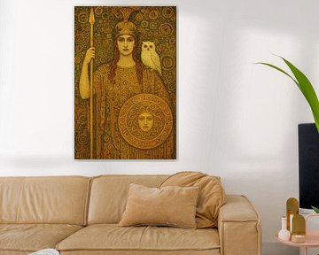 Athena, godin van wijsheid en oorlogvoering, schilderij. van Galerij Hoppenbrouwers