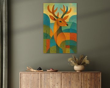 Eine geometrische Illustration eines Hirsches. von Galerie Hoppenbrouwers