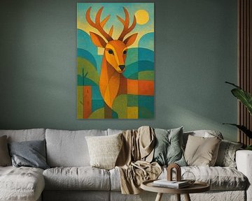 Ein wunderschönes Reh, geometrische Illustration. von Galerie Hoppenbrouwers