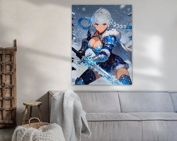 ANIME Ice Crystal Knight - Frozen Tundra Warrior Frost Enchantress Blade