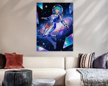 ANIME Astronaut Galaxy Explorer - Silver Space Suit Cosmic Nebula Journey