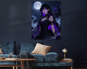 ANIME Gothic Elf Queen - Midnight Moonlight Serenade Dark Fantasy Castle