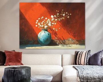 Weiße Pompons auf Rot von Wunderbare Kunst