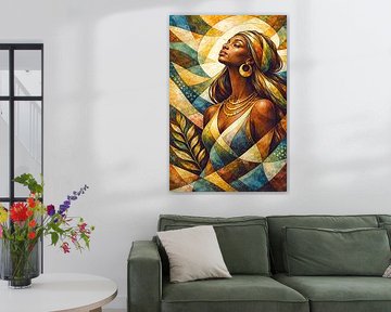 Wunderschönes Gemälde einer schwarzen Frau. von Galerie Hoppenbrouwers