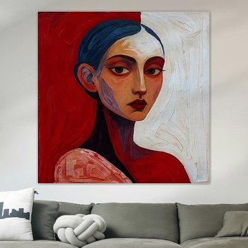 Dualität in Rot und Weiß Porträt