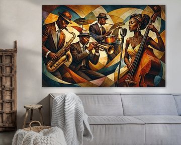 Gemälde einer Jazzband. von Galerie Hoppenbrouwers