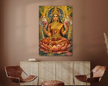 Schilderij van de hindoeïstische godin Lakshmi. van Galerij Hoppenbrouwers