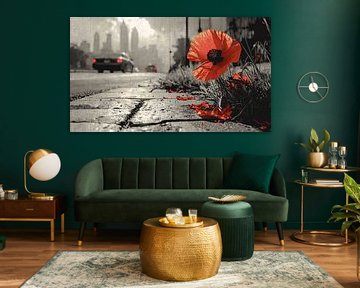 Poppy in the city – symphony between nature and metropolis by Emiel de Lange